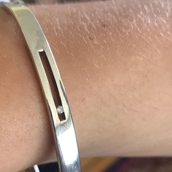 925 Sterling & Diamonds Solid Matching Bangle & Ring Set - Picture 8 of 11